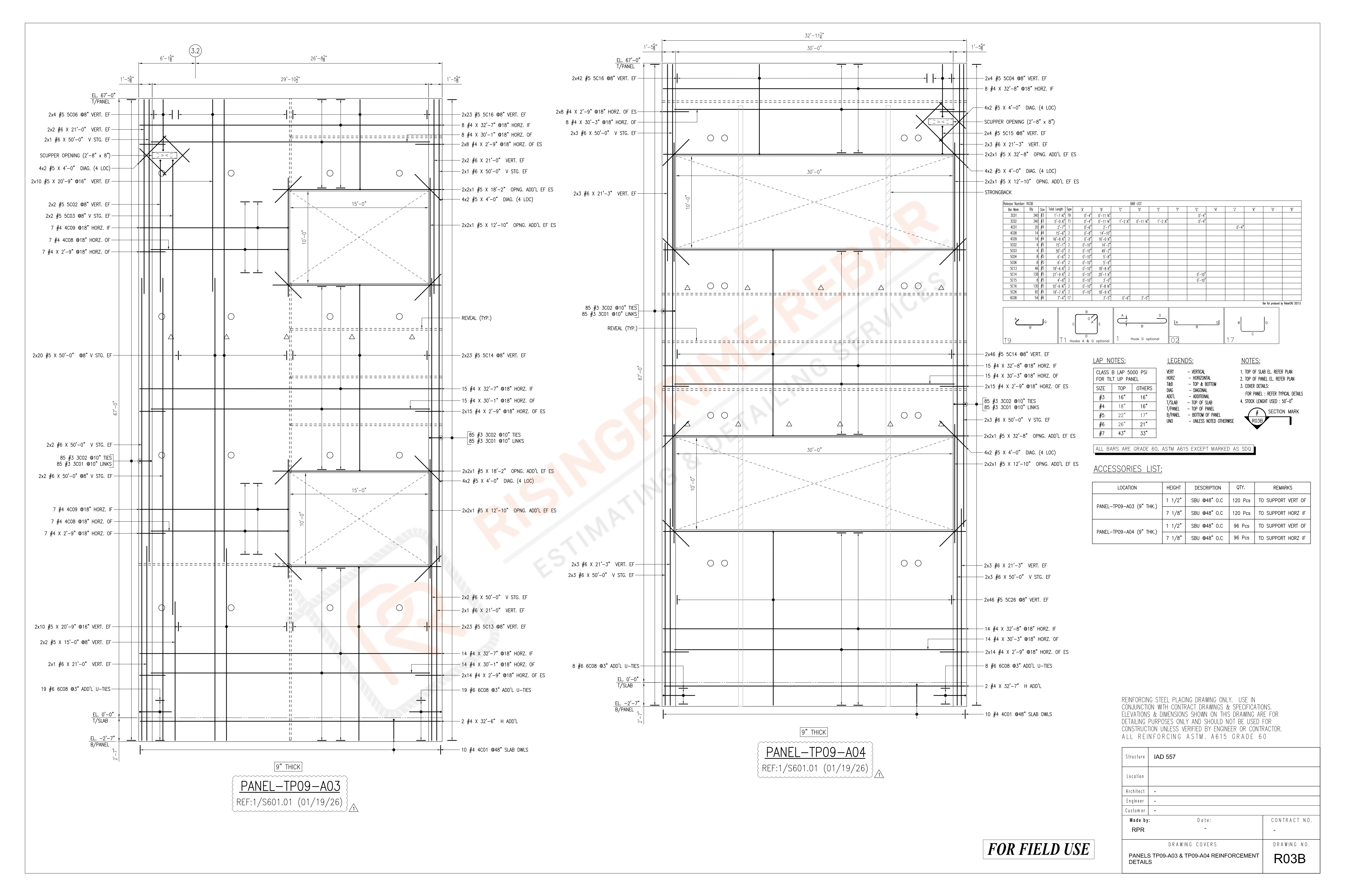 Tilt-Up Wall Panel Reinforcement - Sheet 3